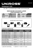 Uniross Universal 320 akumulatoru lādētājs: lietošanas instrukcija igauņu valodā, maketēšana