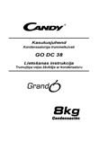 Candy GO DC 38 pesukuivati kasutusjuhend eesti ja läti keeles, küljendus