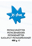 X-tra Röstitud Soolased Pistaatsiapähklid: pakendi küljendus soome, rootsi, norra ja taani keeles, korrektuur